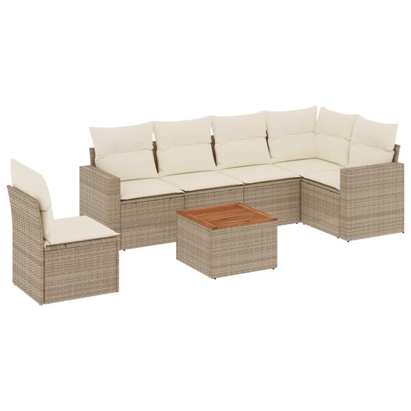 vidaXL Salon de jardin avec coussins 7 Pièces beige résine tressée