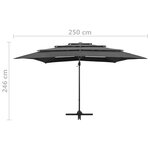 vidaXL Parasol à 4 niveaux avec mât en aluminium Anthracite 250x250 cm