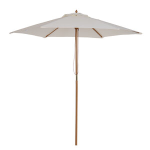 Parasol droit rond grande taille de jardin diamètre 2,5 m hauteur 2,25 m bois de bambou crème