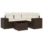 vidaXL Salon de jardin avec coussins 5 Pièces marron résine tressée