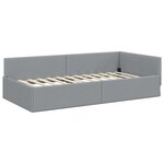 vidaXL Cadre de lit d'angle avec tête de lit Gris clair 90 x 200 cm
