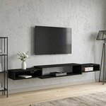 vidaXL Meuble TV mural Montage mural Chêne noir 220 x 28 x 21 cm