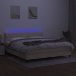 vidaXL Sommier à lattes de lit avec matelas LED Crème 160x200 cm Tissu