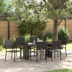 vidaXL Set de repas de jardin 7 pièces Noir Rattan Poly