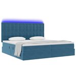 vidaXL Lit de rangement LED avec matelas Bleu foncé 200 x 200 cm