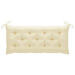 vidaXL Banc de jardin avec coussin blanc crème 120 cm Bois de teck