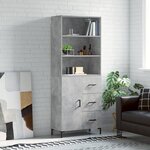 vidaXL Buffet haut Gris béton 69 5x34x180 cm Bois d'ingénierie