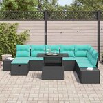 vidaXL Ensemble de canapé de jardin 9 Pièces Noir polyrotin