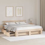 vidaXL Cadre de lit avec tiroir Marron 180 x 200 cm Bois massif en pin