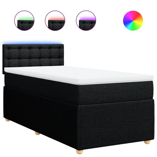 vidaXL Sommier à lattes de lit avec matelas Noir 100x200 cm Tissu
