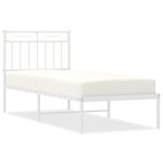 vidaXL Cadre de lit métal sans matelas avec tête de lit blanc 80x200cm