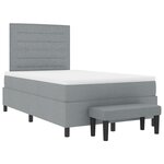 vidaXL Lit à ressorts avec matelas et banc gris clair 120x190 cm tissu