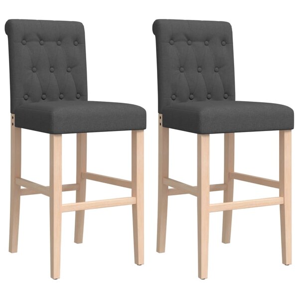 vidaXL Chaises de bar lot de 2 bois massif d'hévéa et tissu