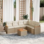 vidaXL Salon de jardin avec coussins 7 Pièces beige résine tressée