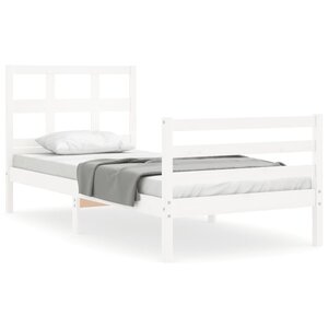 vidaXL Cadre de lit sans matelas blanc bois massif