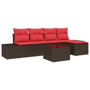 vidaXL Ensemble de canapé de jardin 6 Pièces Marron polyrotin