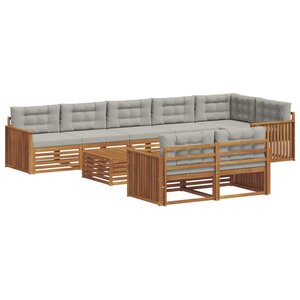vidaXL Ensemble de canapés d'extérieur 9 Pièces Gris Naturel et Clair