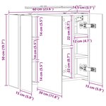 vidaXL Armoire Miroir de Salle de Bain Gris Sonoma 60 x 14 5 x 50 cm