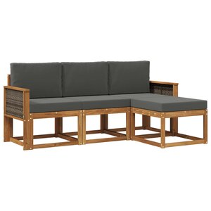 vidaXL Ensemble de canapés d'extérieur 4 pc Naturel et Anthracite