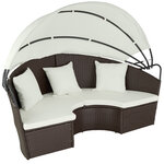 Tectake bain de soleil rond modulable zanzibar - marron marbré