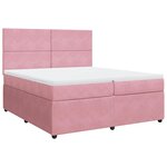 vidaXL Sommier à lattes de lit avec matelas Rose 200x200 cm Velours