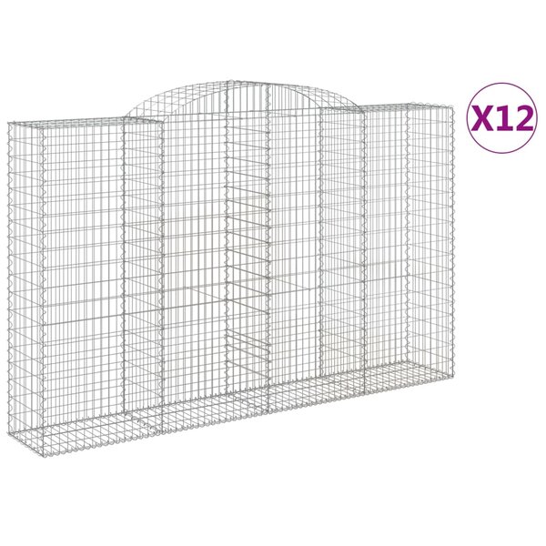vidaXL Paniers à gabions arqués 12 Pièces 300x50x180/200 cm fer galvanisé