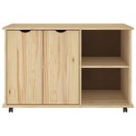 vidaXL Cabinet roulant Marron 100 x 39 x 65 5 cm Bois de Pin Massif