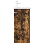 vidaXL Meuble de salle de bain avec évier Chêne fumé 42 x 40 x 84 5 cm