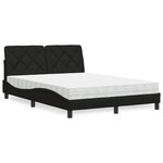 vidaXL Lit avec matelas noir 140x200 cm tissu