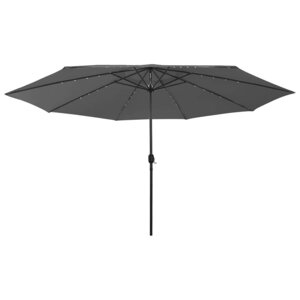 vidaXL Parasol de jardin avec lumières LED et mât en métal anthracite