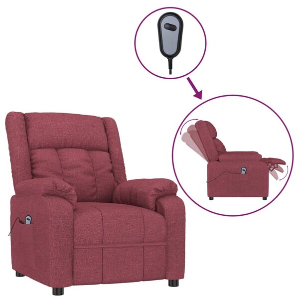 vidaXL Fauteuil inclinable électrique Rouge bordeaux Tissu
