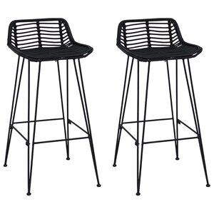 vidaXL Tabouret de bar 2 Pièces Noir 44 x 46 x 91 cm Rattan et Acier