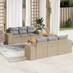 vidaXL Salon de jardin avec coussins 7 Pièces beige résine tressée
