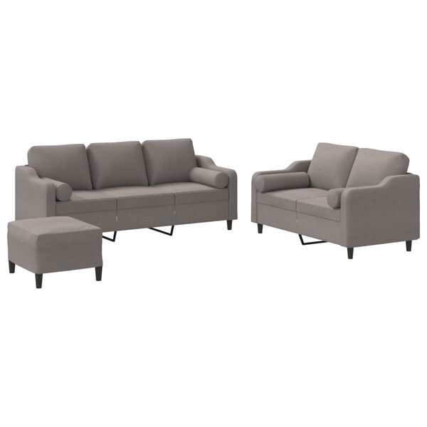 vidaXL Ensemble de canapés 3 Pièces avec coussins taupe tissu