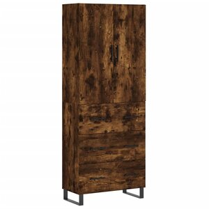 vidaXL Buffet haut Chêne fumé 69 5x34x180 cm Bois d'ingénierie