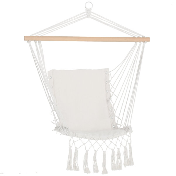 Chaise suspendue chaise hamac de voyage portable assise dossier rembourrés macramé coton polyester beige