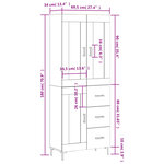 vidaXL Buffet haut Noir 69 5x34x180 cm Bois d'ingénierie