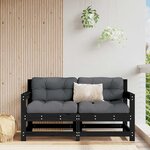 vidaXL Chaises de jardin et coussins lot de 2 noir bois de pin massif