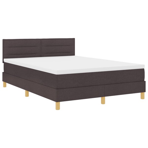 vidaXL Lit à ressort avec matelas & LED marron foncé 140x190 cm en tissu