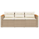 vidaXL Canapé de jardin avec coussins 3 places beige résine tressée