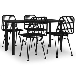vidaXL Ensemble à manger de jardin 5 Pièces Noir Résine tressée