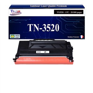 T3AZUR - Toner compatible avec Brother TN-3520 TN 3520 pour Brother MFC-L6900DW MFC-L6900DWT MFC-L6900DWTSP MFC-L6950DW Noir - 20 000 pages