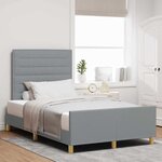 vidaXL Cadre de lit avec tête de lit Gris clair 120 x 190 cm tissu