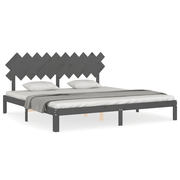 vidaXL Cadre de lit sans matelas gris 200x200 cm bois massif de pin