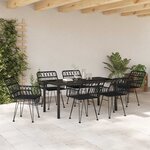 vidaXL Ensemble de salle à manger pour jardin 7 Pièces Noir Poly rotin