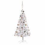 vidaXL Arbre de Noël artificiel pré-éclairé/boules argenté 120 cm PET