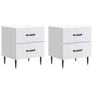 vidaXL Cabinet de chevet avec tiroir 2 Pièces Blanc 43 x 34 5 x 47 5 cm