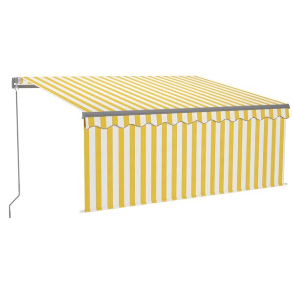 vidaXL Auvent manuel rétractable avec store LED 3x2 5 m Jaune et blanc