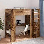 vidaXL Cadre de lit superposé avec bureau Bois ancien 98 5 x 200 cm