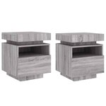 vidaXL Armoires de chevet avec lumières LED 2 Pièces sonoma gris